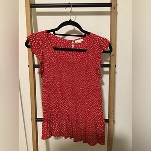 Sim & Sam Women's Red Sleeveless Ruffle Top Blouse Ruffles Peasant Shirt XL